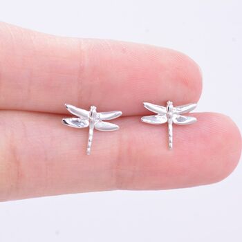 Sterling Silver Dragonfly Stud Earrings, 3 of 12