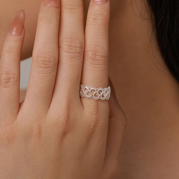 Sterling Silver Lace Filigree Band Ring, 6 of 12