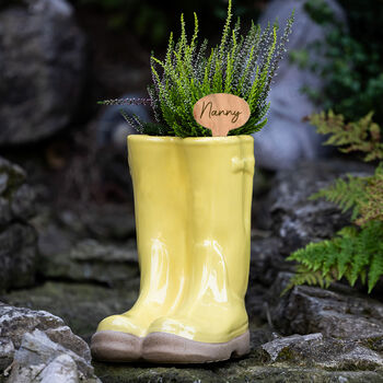 Personalised Large Yellow Welly Boot Planter, 3 of 7