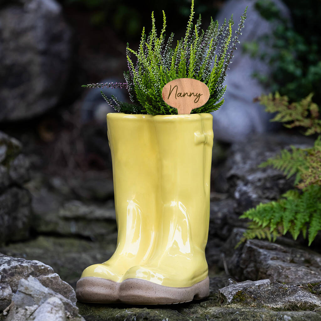 Personalised Large Yellow Welly Boot Planter, 1 of 6