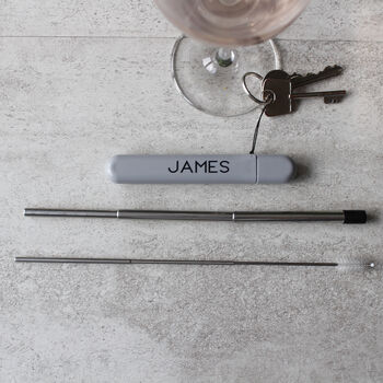 Personalised Eco Friendly Metal Straw Keyring For Him, 5 of 10