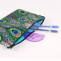 Peacock Feathers Printed Silk Zipped Bag, thumbnail 5 of 5