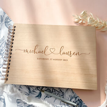 Personalised Wood Wedding Guest Book Alternative, 5 of 9