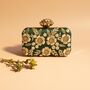 Floral Dream Emerald Green Silk Clutch, thumbnail 1 of 5