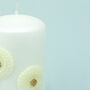G Decor Margaret Flower White Elegant Pillar Candle, thumbnail 3 of 5