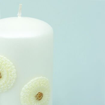 G Decor Margaret Flower White Elegant Pillar Candle, 3 of 5