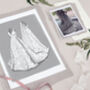 Illustrated Wedding Dress Illustration Portrait, thumbnail 6 of 10