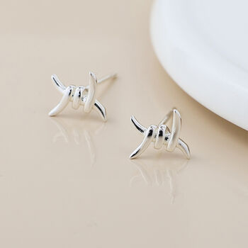 Sterling Silver Barbed Wire Stud Earrings – 5mm, 3 of 6