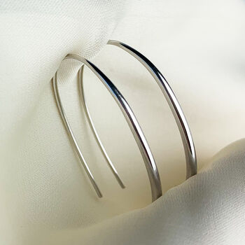 Sterling Silver Minimalist Open Hoop Earrings, 2 of 7