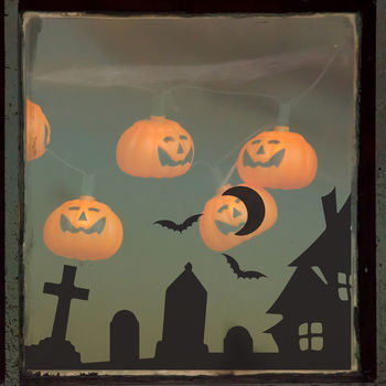 Spooky Halloween Village Scene Vinyl Sticker, 2 of 2