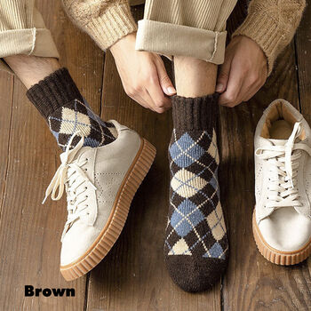 Extra Thick Argyle Check Wool Socks For Men, 6 of 12