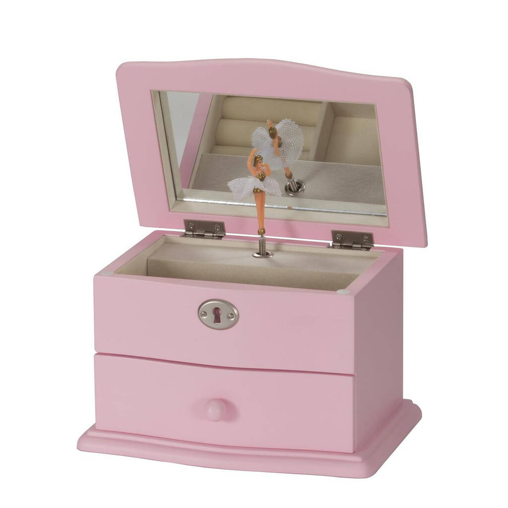 Pink Wooden Ballerina Jewellery Box, 1 of 2