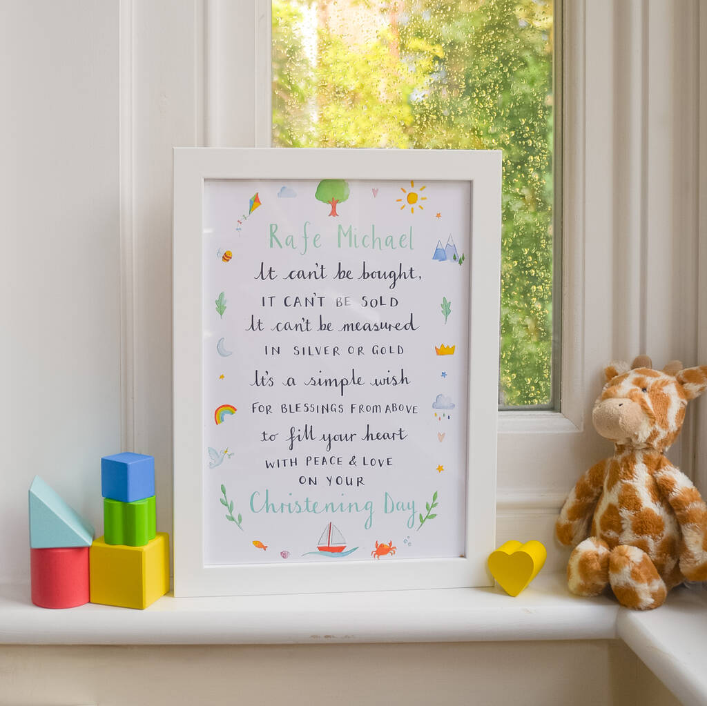 Personalised Christening Blessing A4 Wall Art Print, 1 of 2
