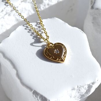Dainty Heart Locket Pendant 18 K Gold, 3 of 6