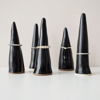 Handmade Black Ceramic Ring Holder Cones, 2 of 9