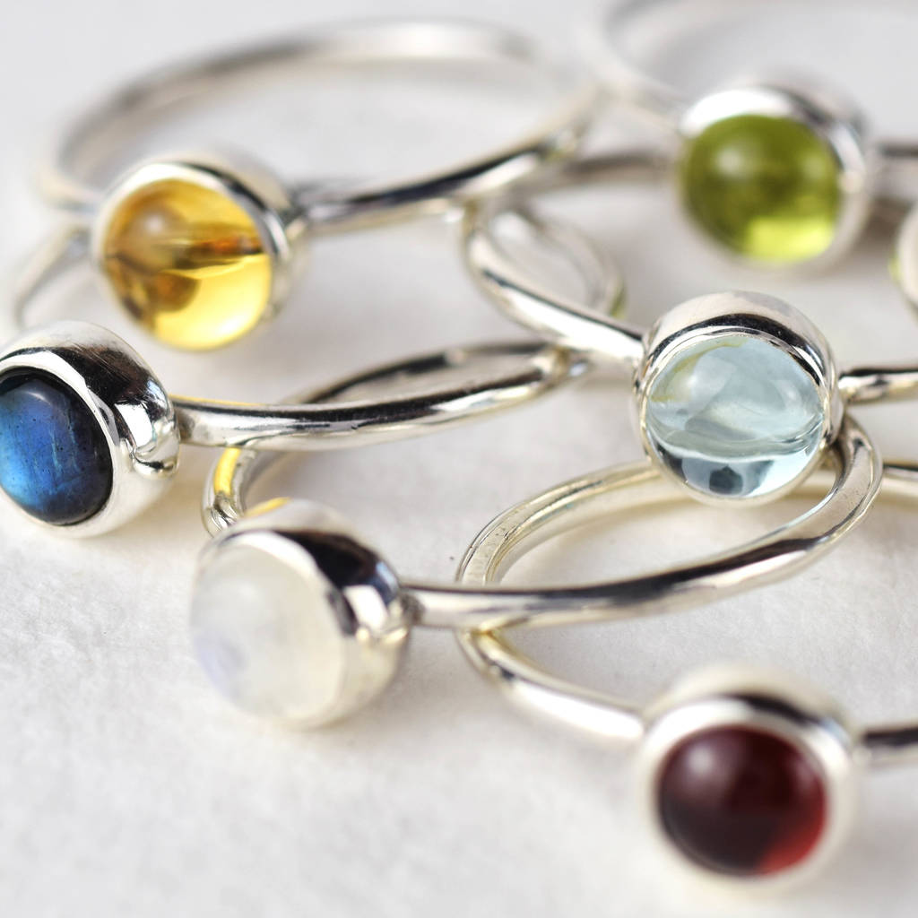 Genuine Gemstone Silver 4mm Stacking Ring By Alison Moore Designs