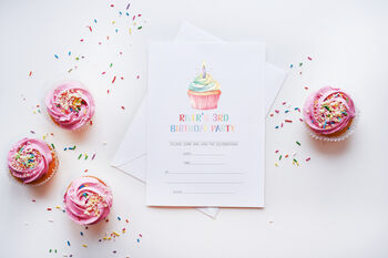 10 Party Invites Rainbow Cupcake, 3 of 3