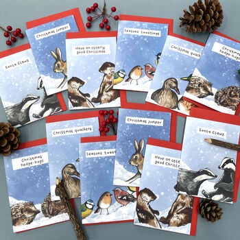 Funny Wildlife Christmas Card Pack Of 12, 2 of 7