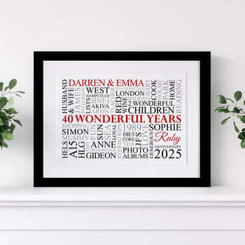 Personalised Ruby Anniversary Word Art, 2 of 11