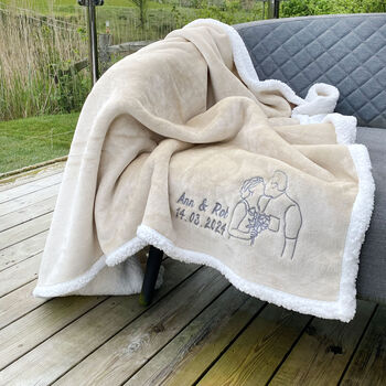 Personalised Embroidered Photo Neutral Sherpa Blanket, 7 of 10