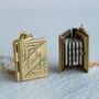 Gold Brass Banner Book Locket Necklace, thumbnail 1 of 10
