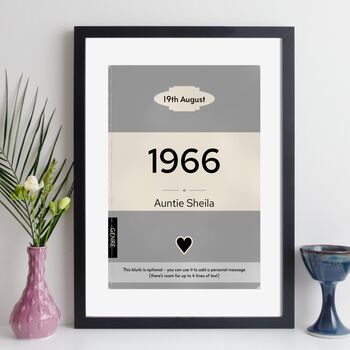 Personalised 60th Birthday Print 1966 Book Cover Gift, 9 of 12
