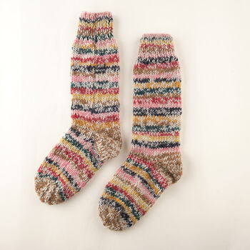 Hand Knitted Striped Wool Socks, 2 of 5