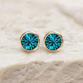 Yellow Gold Plated December Topaz Birthstone Stud Earrings, 5 of 9