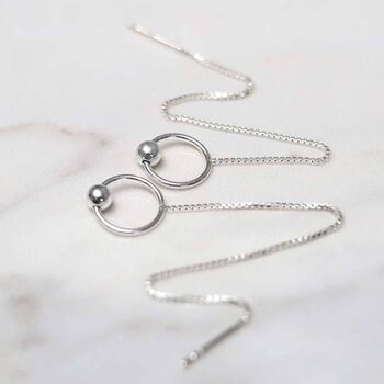 Sterling Silver Ring And Ball Threader Earrings, 4 of 5