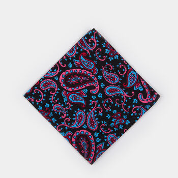 Mens Black And Pink Paisley Needlecord Pocket Square, 8 of 9