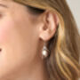 Gratia Cultured Freshwater Pearl Drop Earrings In Silver Swirls, thumbnail 1 of 3