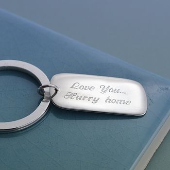 Personalised Sterling Silver Tag Key Ring Wide, 2 of 5