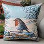 Christmas Robin Winter Bird Decorative Cushion, thumbnail 6 of 6