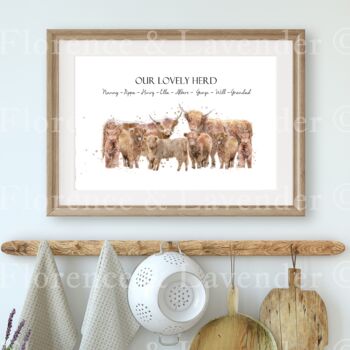 Personalised Highland Cow Family Print, 2 of 4
