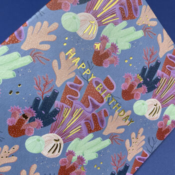 'Happy Birthday' Coral Pattern Card, 2 of 2