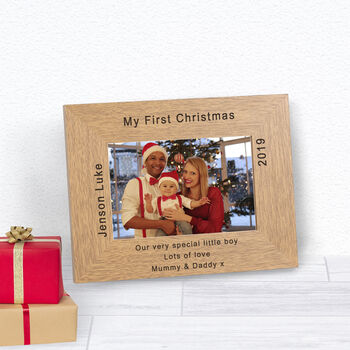 Personalised My First Christmas Wood Picture Frame, 2 of 2