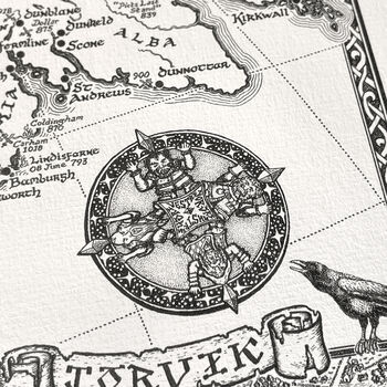 Viking Britain Map Hand Drawn Fine Art Print, 5 of 12