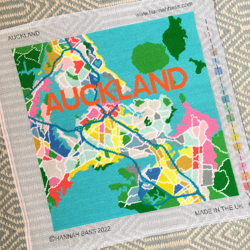 Auckland City Map Tapestry Kit By Hannah Bass Needlepoint