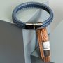 Mens Personalised Leather Strap Steel Bracelet, thumbnail 1 of 10