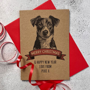 Personalised Jack Russell Dog Portrait Christmas Card, 2 of 2