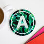 Tropical Leaf Monogram Glass Coaster, thumbnail 4 of 11