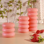 G Decor Strawberry Lip Balm Scented Pebble Bubble Stack Sculptural Pillar Candle, thumbnail 1 of 5