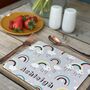 Rainbows Personalised Placemat With Rainbows And Stars, thumbnail 7 of 7