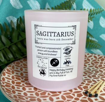 Personalised Sagittarius Star Sign Candle, 3 of 11