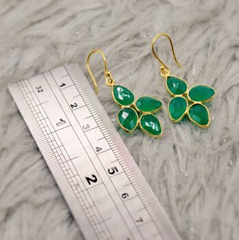 Green Onyx Silver Drop Earrings, 5 of 8