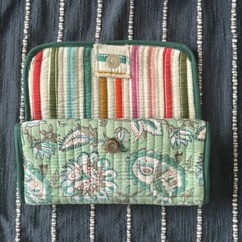 Tri Fold Travel Toiletry Make Up Kit Roll Up With Zip, 8 of 12