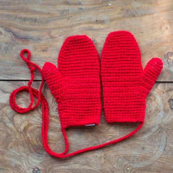 Handmade Woolly Mittens With Strings, 9 of 11