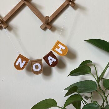 Neutral Boho Scallop Bunting Personalised Name Garland, 5 of 7
