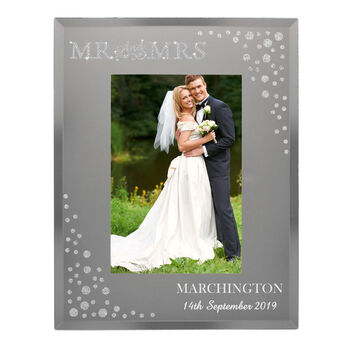 Personalised Mr And Mrs 4x6 Diamante Glass Photo Frame, 4 of 5
