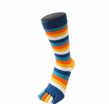 Essential Everyday Mid Calf Stripy Cotton Toe Socks, 8 of 8